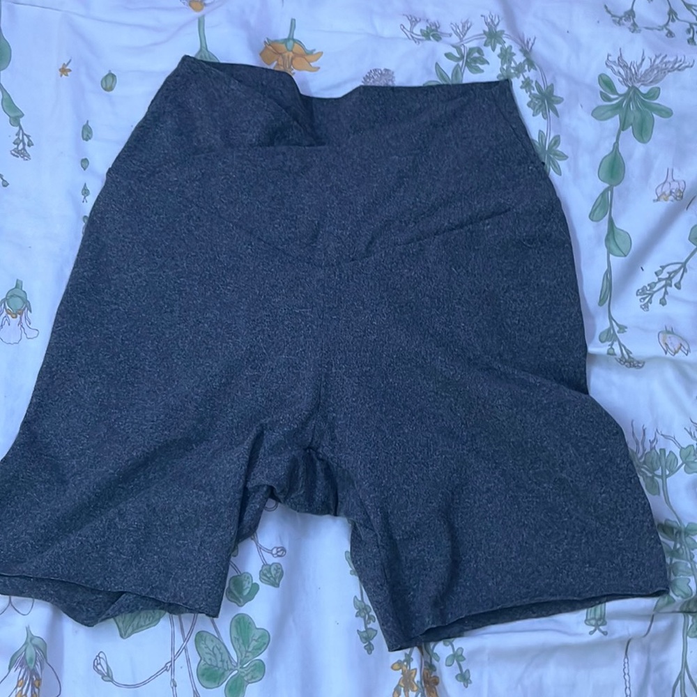 Grey biker short, Crossover high waist